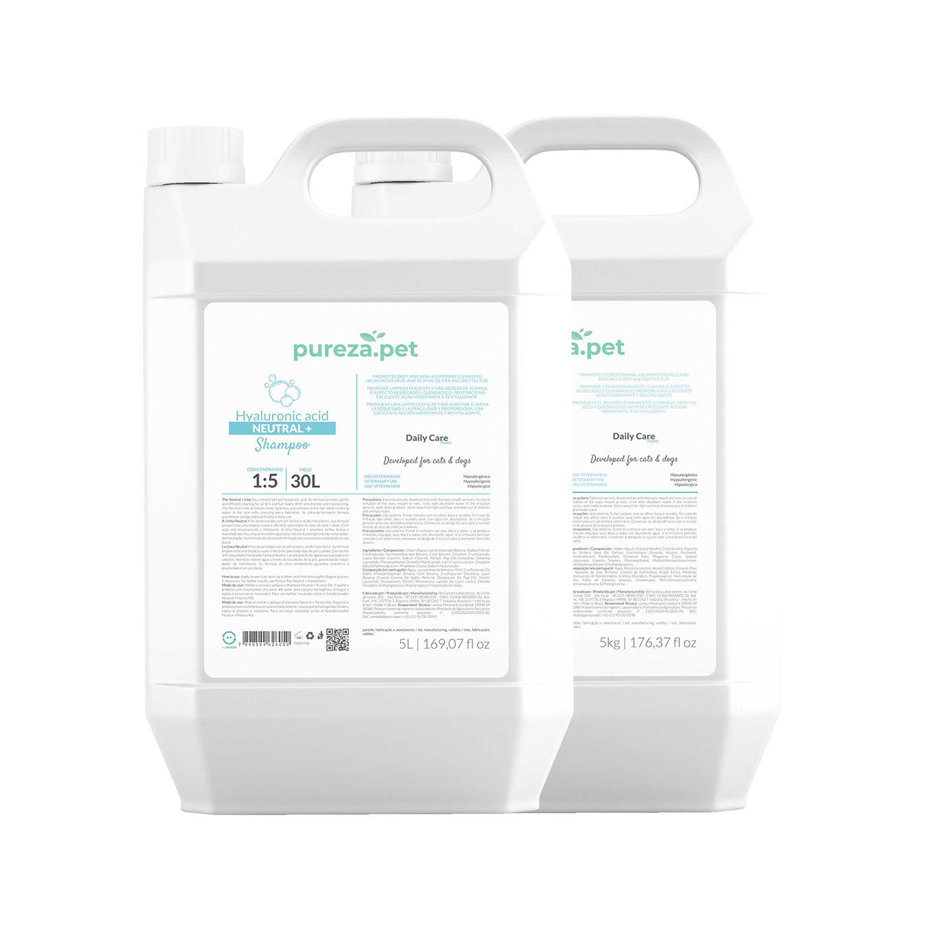 Kit de cuidado del pelaje Neutral+: champú y acondicionador de hidratación avanzada para todas las mascotas, 300 ml