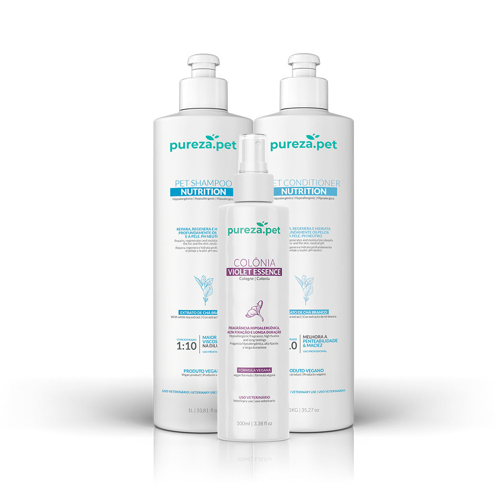 Professional Nutrition Line Grooming Kit – 1 L Shampoo & Conditioner Plus Violet Cologne for Deep Hydration, Skin Regeneration & Revitalized Coat