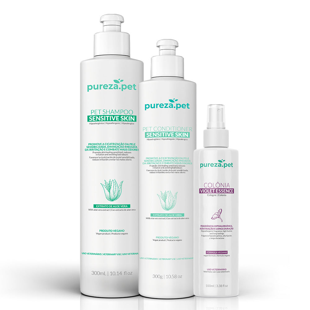 Sensitive Skin Grooming Kit – 300 ml Shampoo, Conditioner & Violet Cologne for Gentle Cleansing & Hydration, Delicate Long‑Lasting Fragrance
