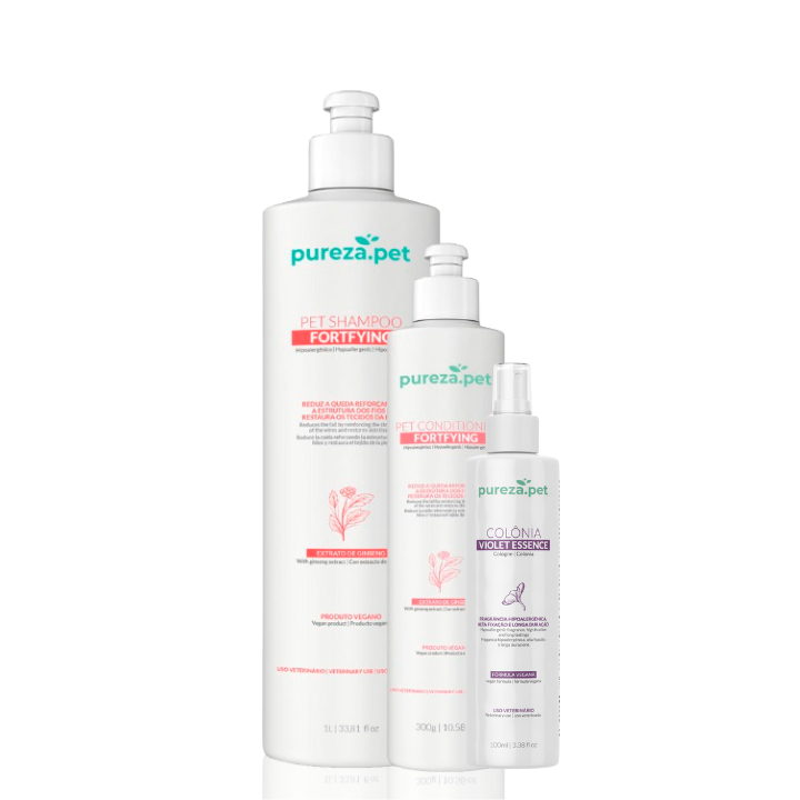 Fortifying Pet Grooming Set – 1 L Shampoo, 300 ml Conditioner & Violet Cologne for Strengthening, Hydration & Long‑Lasting Fragrance